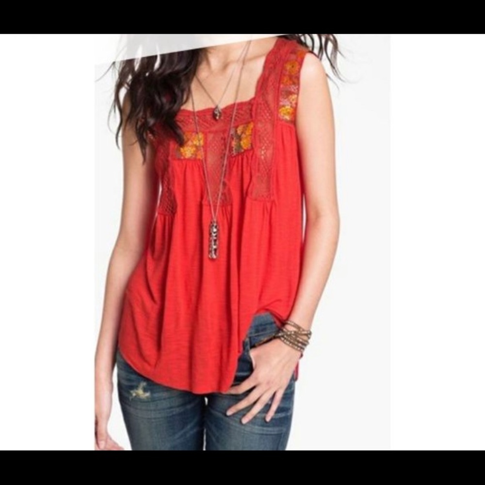 Free People Embroidered Boho Tank